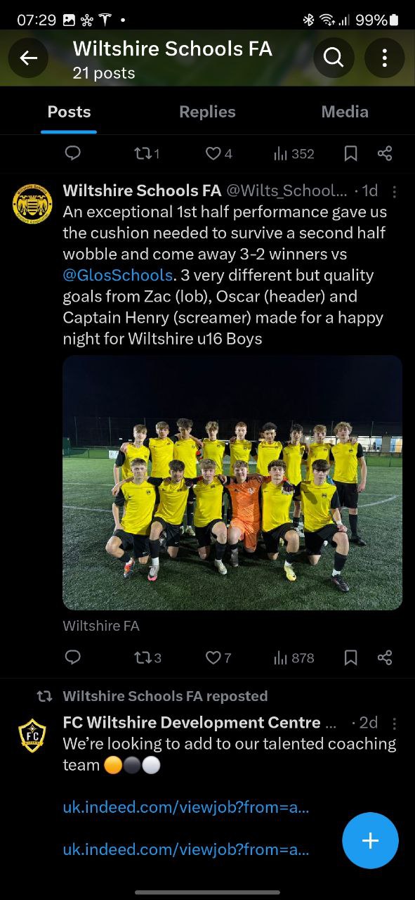 Wiltshire Schools FA U16 — 3-2 winners vs Gloucestershire